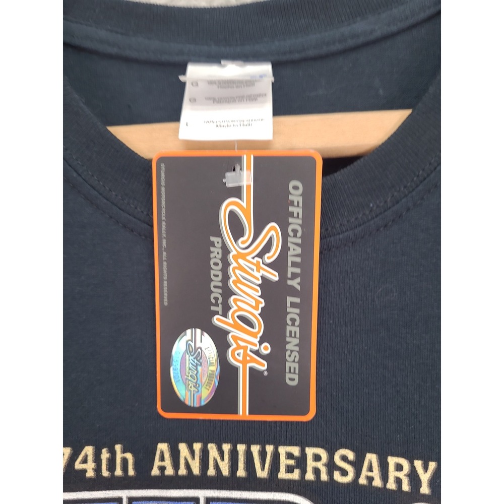 Sturgis Black Hills Rally Motorcycle Graphic Tee Shirt Mens L 75th Anniversary - Picture 2 of 9